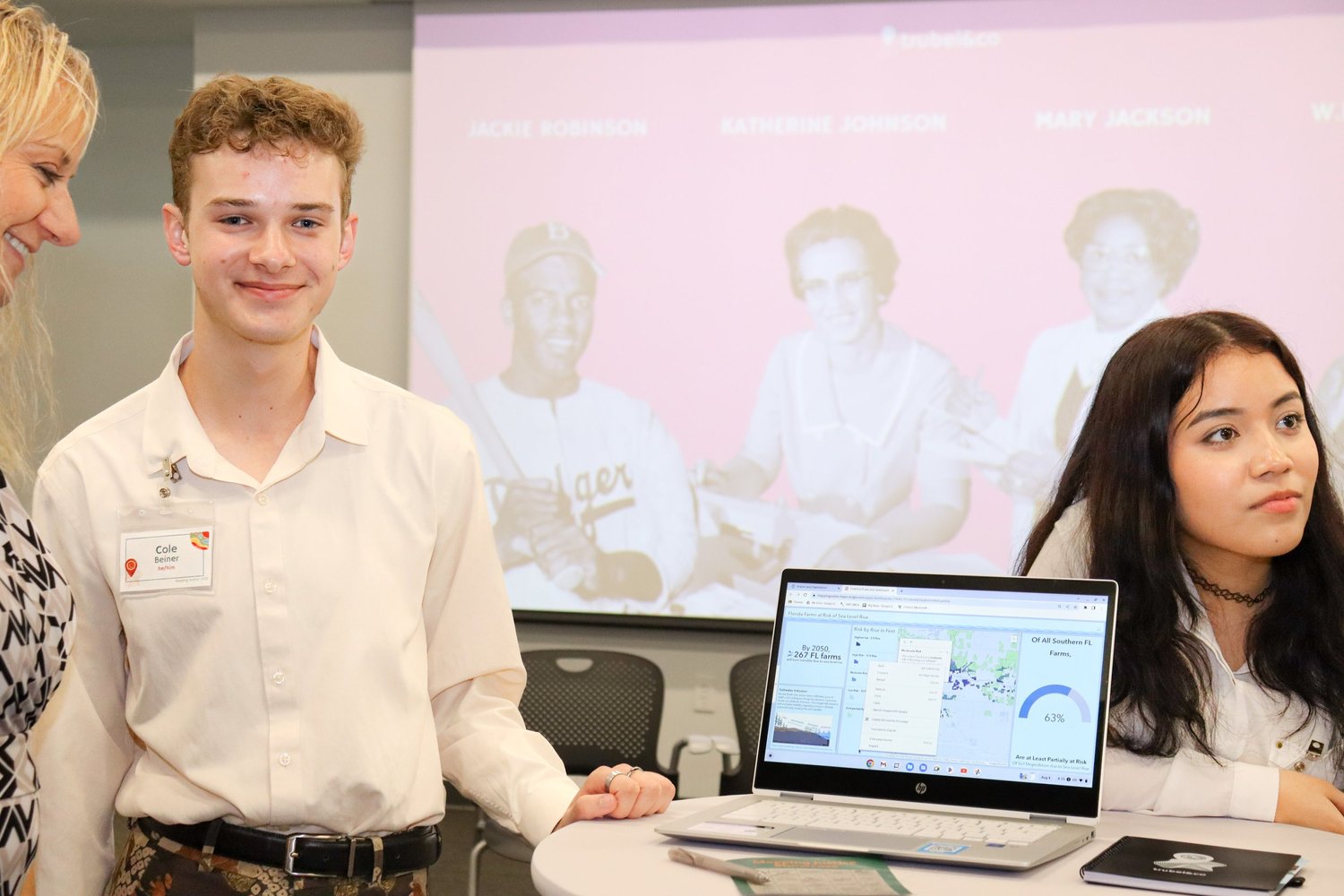 Students learning geospatial mapping at a trubel&co event