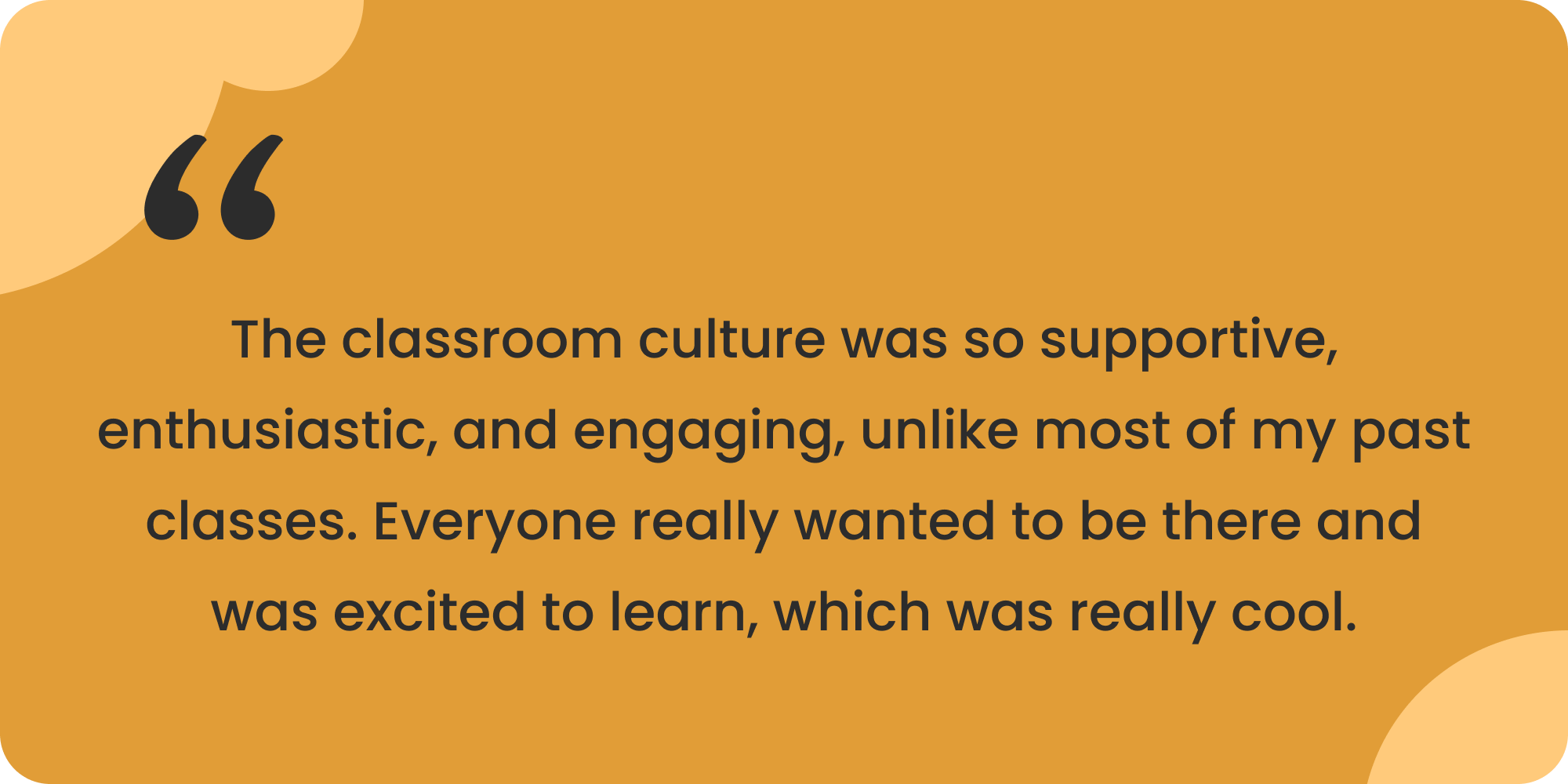 Student testimonial